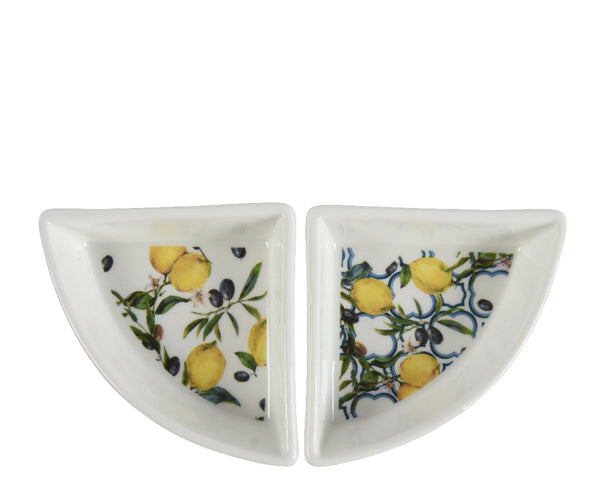 Tapas set porcelain round decal with lemon pattern