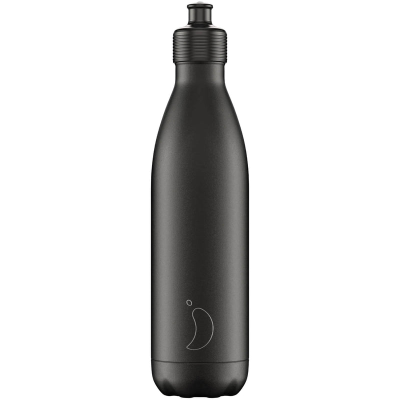 XC1001 CHILLY'S 750ML SPORTS REUSABLE WATER BOTTLE - MONOCHROME BLACK