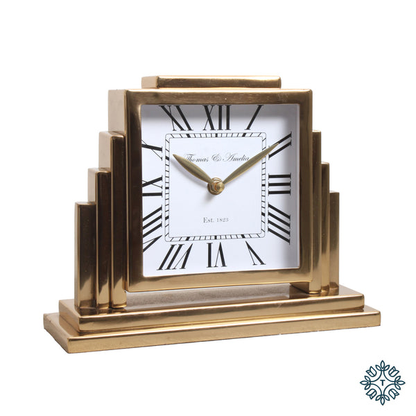 Thomas and ameila art deco mantle clock gold 36cm