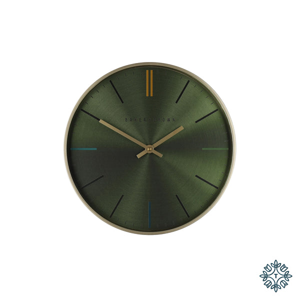 Baker and brown metallic clock green 30cm