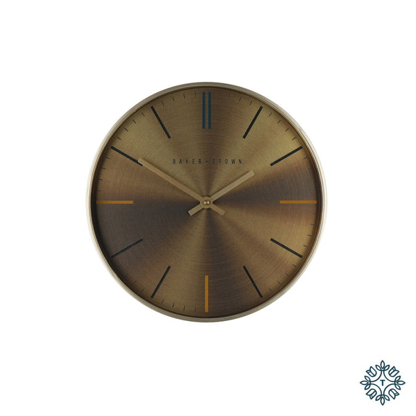 Baker and Brown Metallic Gold Clock