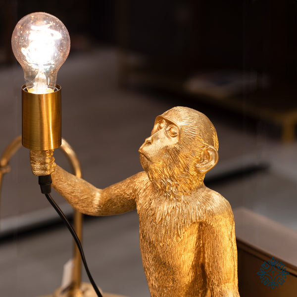 Monkey standing lamp gold 56cm