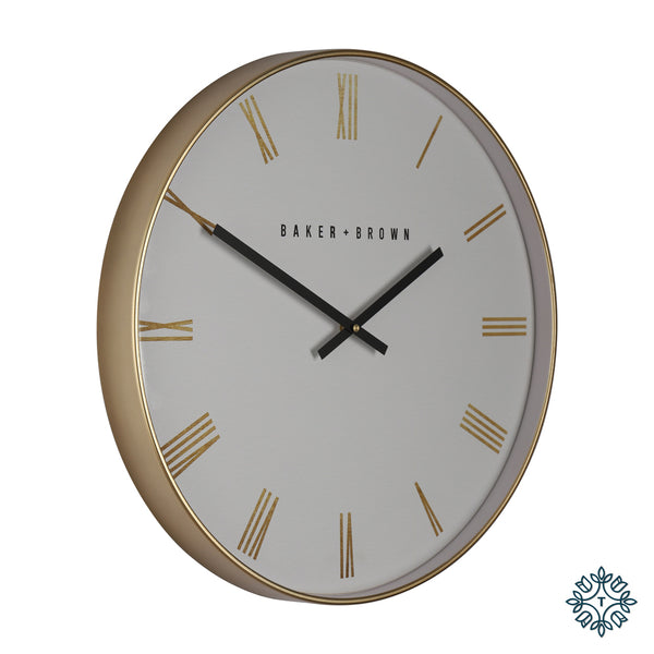 Baker And Brown Nouveau Clock White/gold 50cm