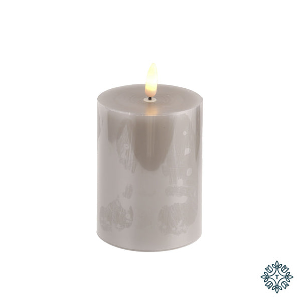 3D flame led candle w/6hr timer grey 10cm
