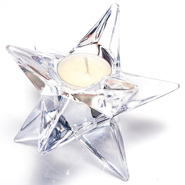 STAR GLASS T-LIGHT HOLDER WITH T-LIGHT CANDLE