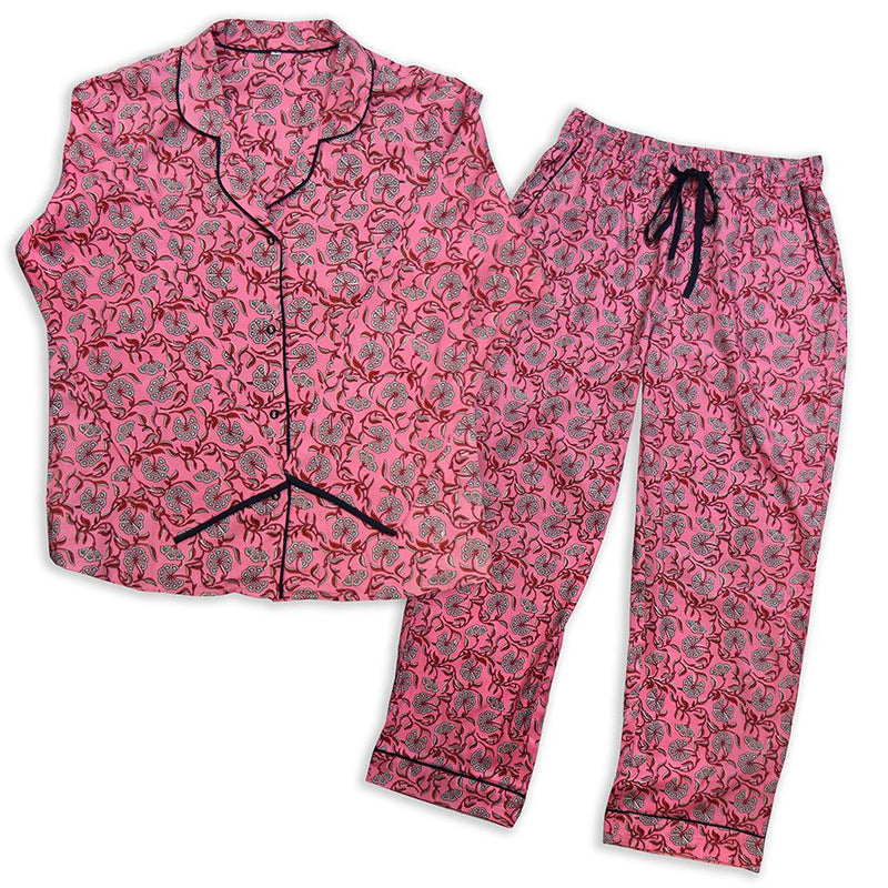 Pink mix floral print eco pyjamas - Med/Lge