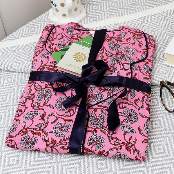 Pink mix floral print eco pyjamas - Med/Lge