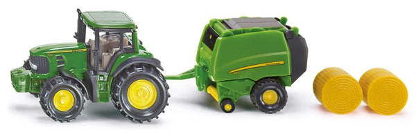 JOHN DEERE TRACTOR WITH ROUND BALER