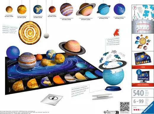 3D Puzzle Planetary Solar System - 540 Pieces