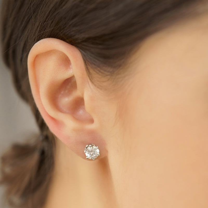 Stud Earrings Round Clear