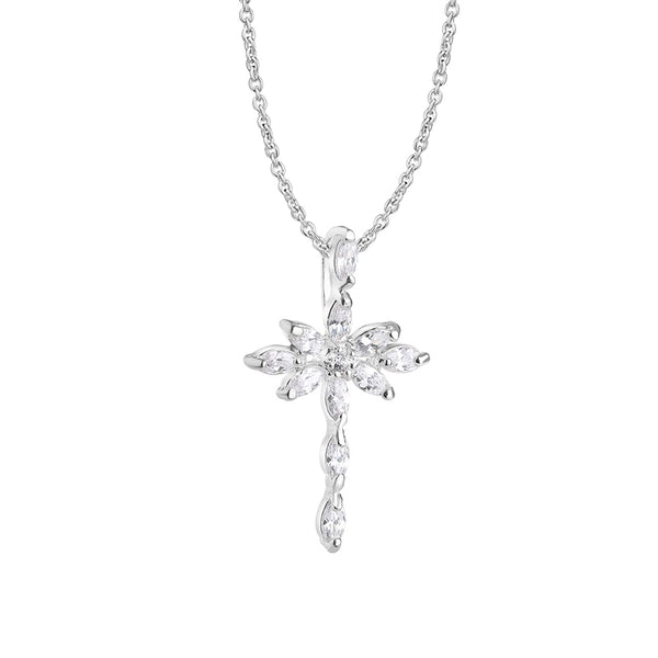 Cross Pendant with Clear Stones