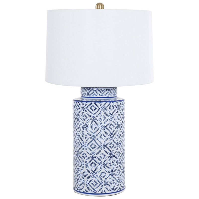 CERAMIC TABLE LAMP WITH LINEN SHADE 38X38X70CM