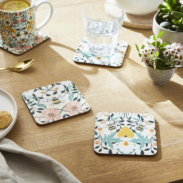 Ulster Weavers Bee Bloom Coasters - 4 Pack One Size in Yellow