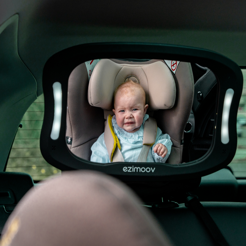 Baby backseat mirror top with light