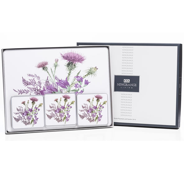 WHITE THISTLE PLACEMAT & COASTER SET 6 PIECE