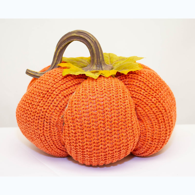 CHUNKY KNITTED LARGE PUMPKIN 28CM