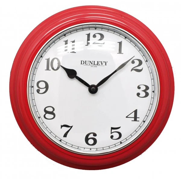 10" Deep Plastic Wall Clock - Red