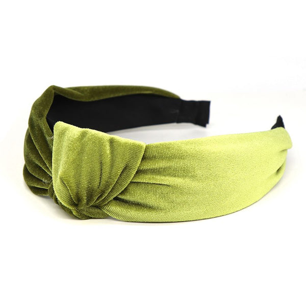 Green velvet twist knot headband