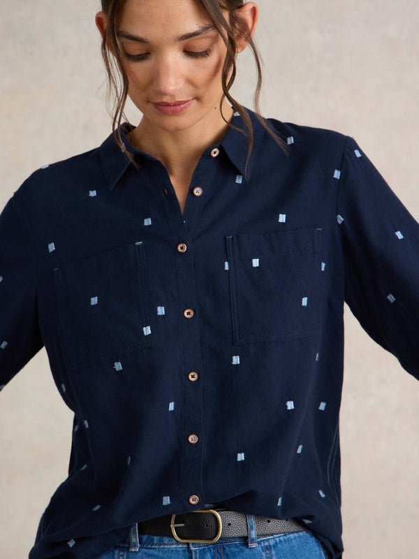 SOPHIE ORGANIC COTTON SHIRT IN DARK NAVY