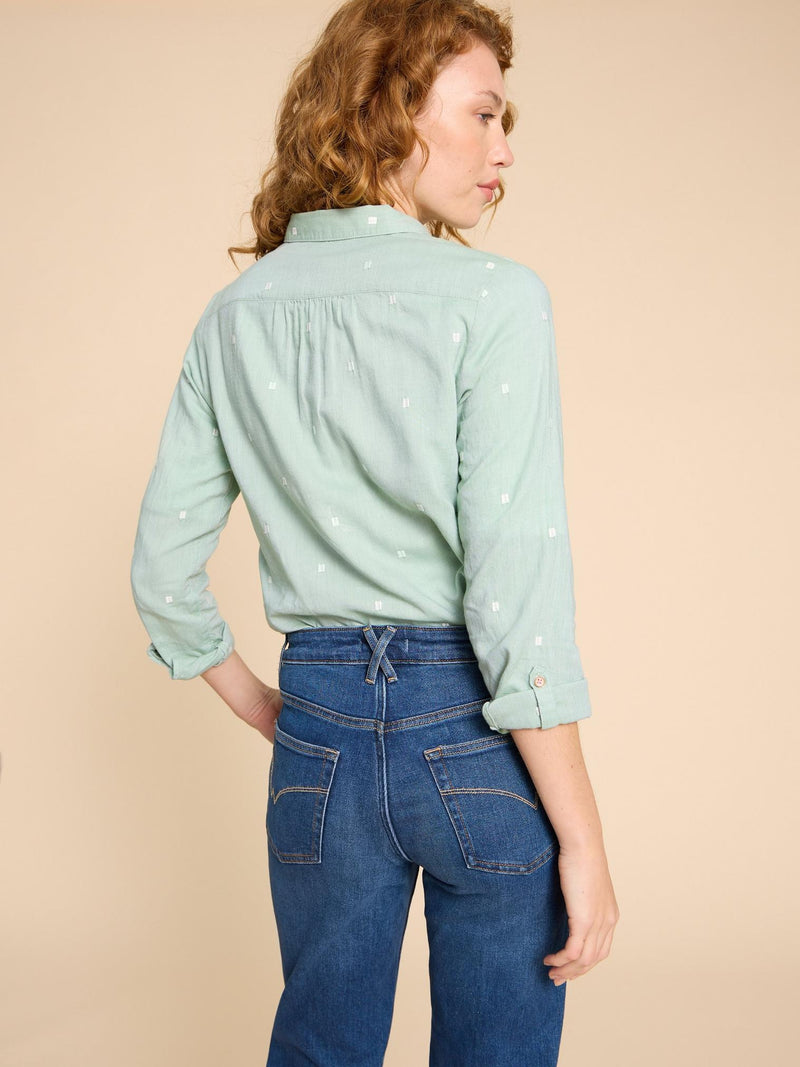SOPHIE ORGANIC COTTON SHIRT IN MID GREEN