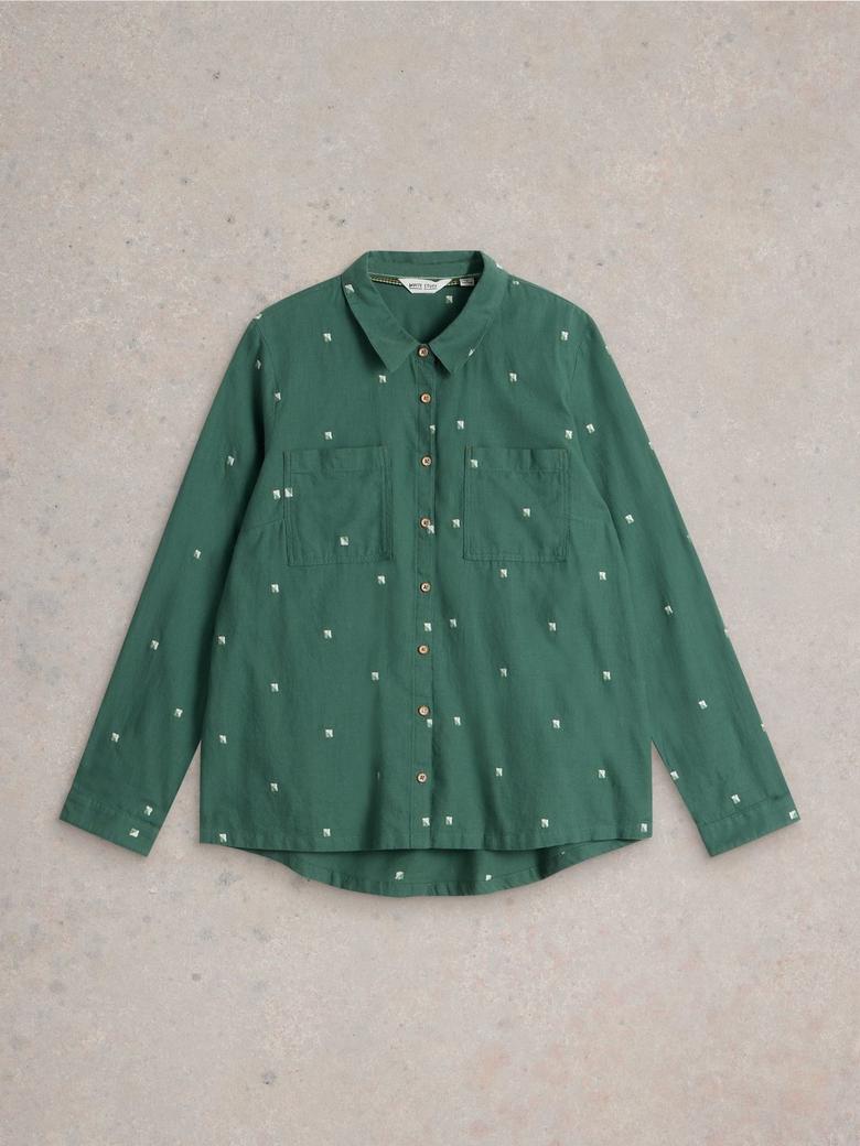 SOPHIE ORGANIC SHIRT IN GREEN MULTI