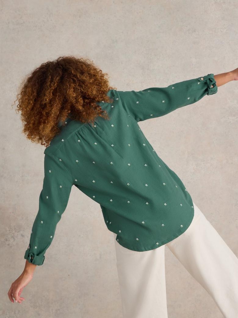 SOPHIE ORGANIC SHIRT IN GREEN MULTI