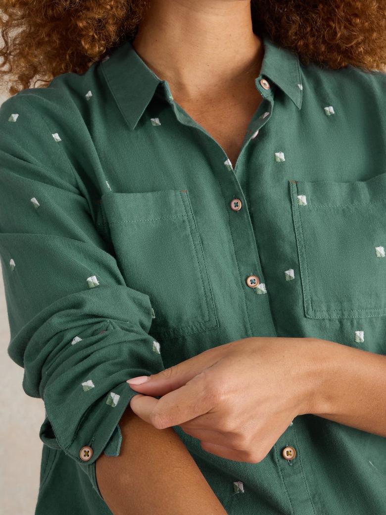 SOPHIE ORGANIC SHIRT IN GREEN MULTI