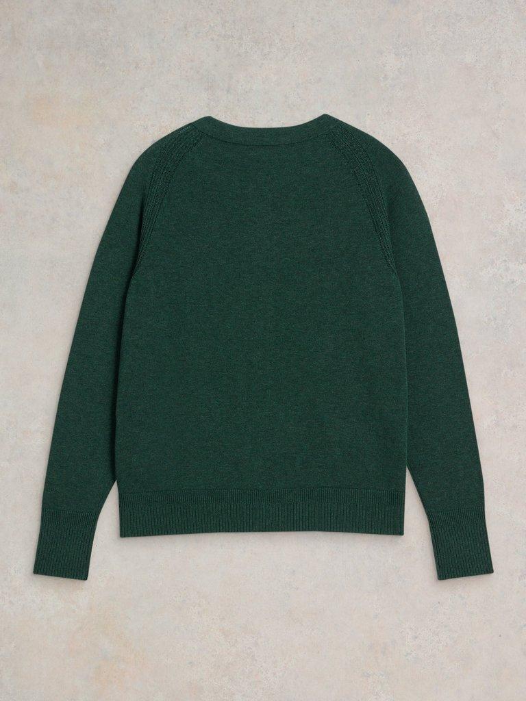 LULU LONG SLEEVE CREW NECK CARDI in DARK GREEN