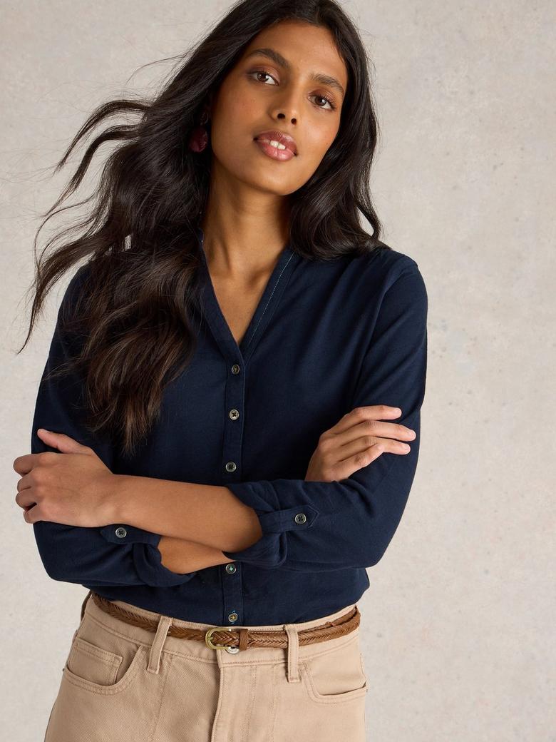 ANNIE TEXTURED SHIRT IN FRENCH NAVY