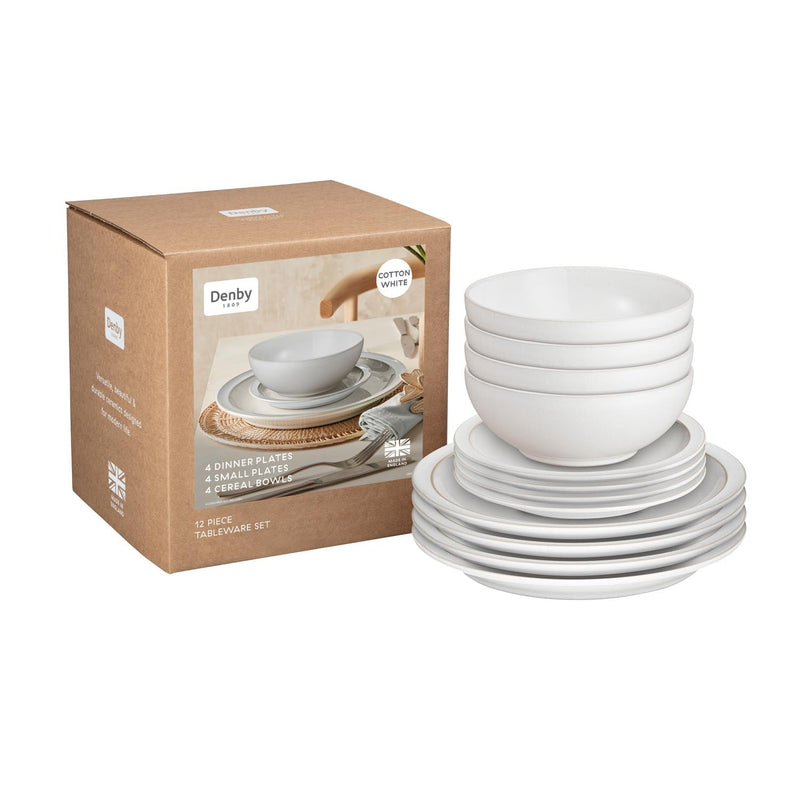 Cotton White 12 Piece Tableware Set