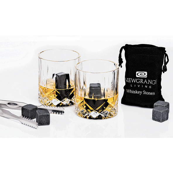 WHISKEY GLASS PAIR WITH WHISKEY STONES & TONG