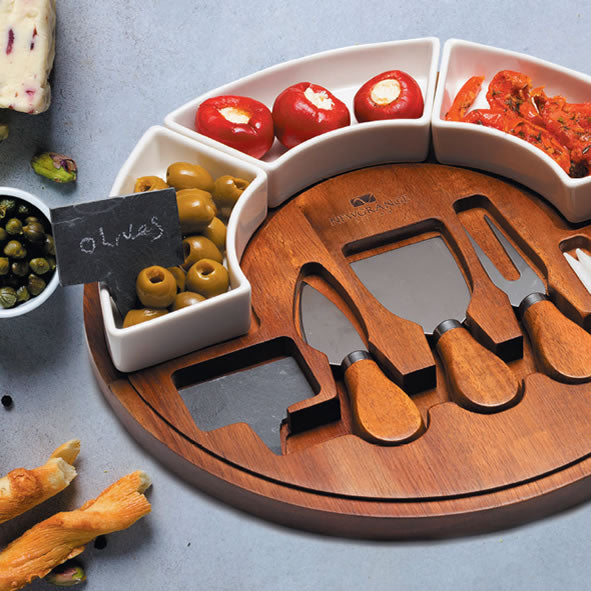 CHEESE BOARD SET WITH CERAMIC DISHES