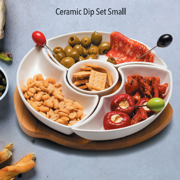 CERAMIC DIP SET SMALL WITH TURNTABLE (SET 3)