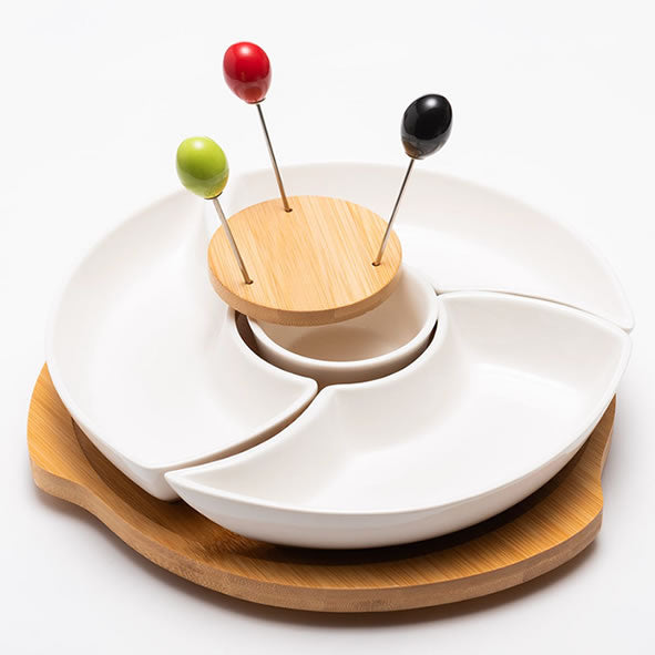 CERAMIC DIP SET SMALL WITH TURNTABLE (SET 3)