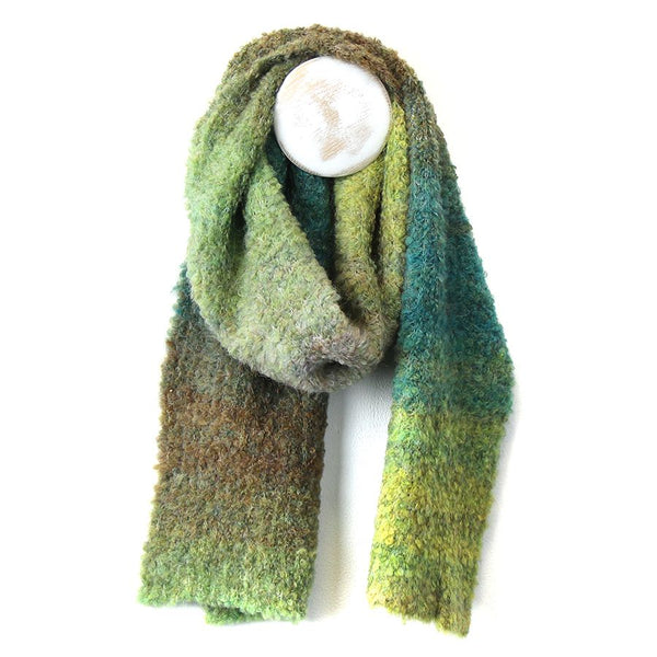 Green mix boucle scarf with recycled yarn