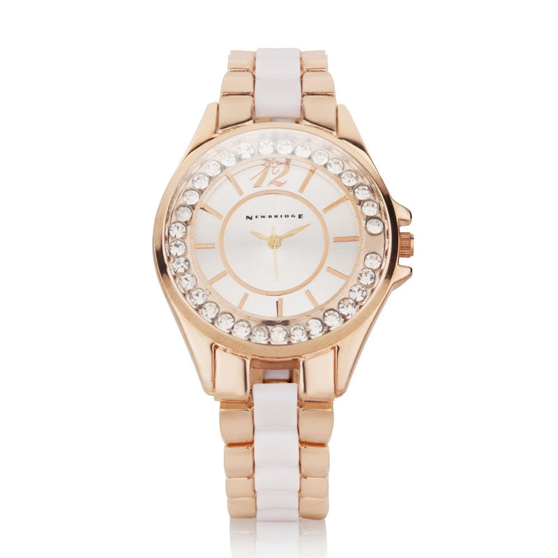 Ladies Watch Round Face (Rose) Clear Stones