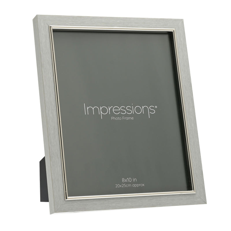 IMPRESSIONS GREY FAUX WOOD & SILVER FRAME 8" X 10"