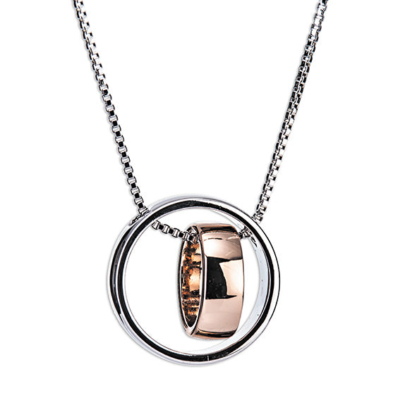 SILVER AND ROSE GOLD RING PENDANT