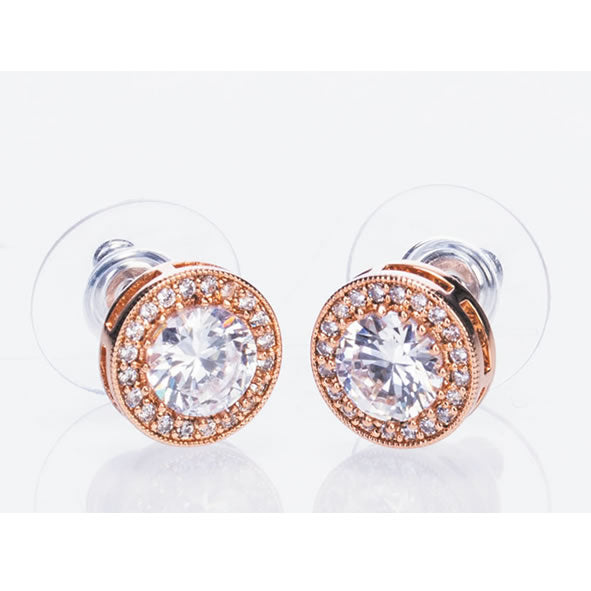 ROSE GOLD WHITE STONE & DIAMANTE EARRINGS