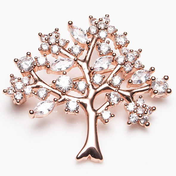 ROSE GOLD TREE OF LIFE BROOCH