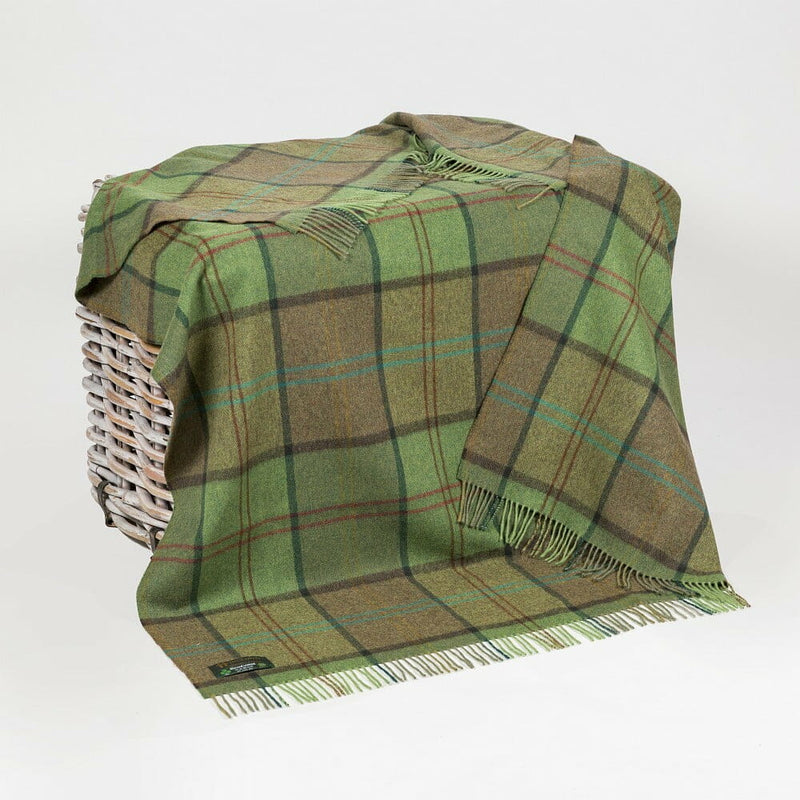 Lambswool Throw Green Earthly Check