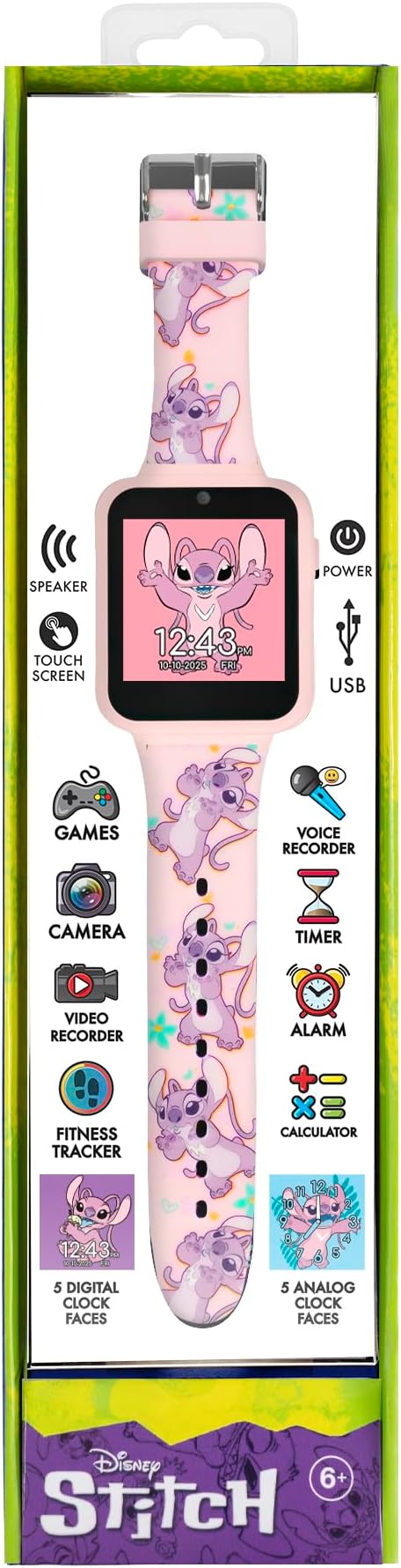 Disney Kids Lilo & Stitch Angel Pink Digital Interactive Smart Watch