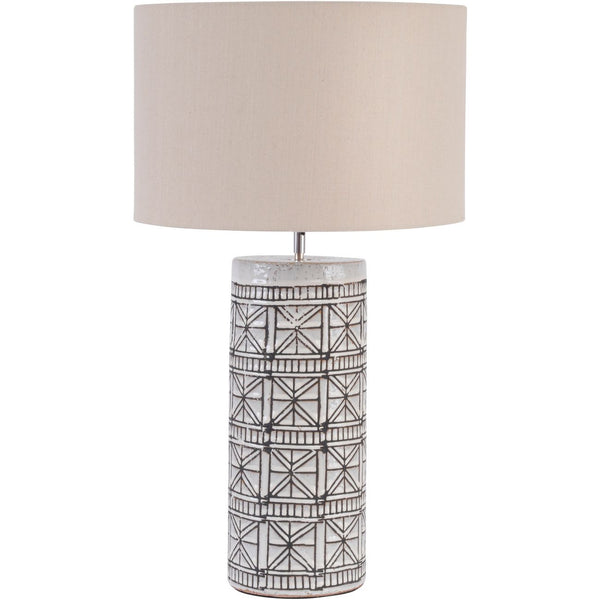 Porcelain Brown Table Lamp (Geo Pattern)