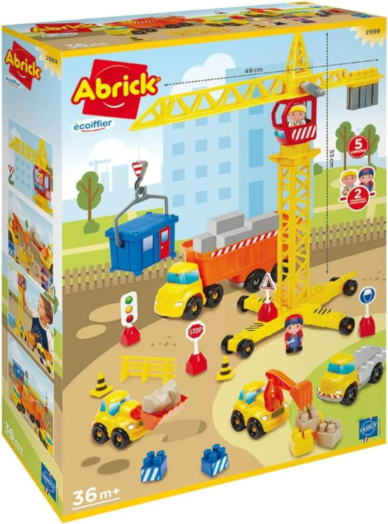 Ecoiffier ECO2999 Abrick Building Block Playset Construction Site with Crane