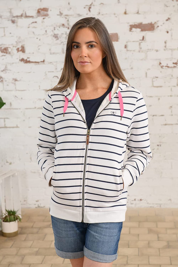 Strand Hooded Top - Navy Striped
