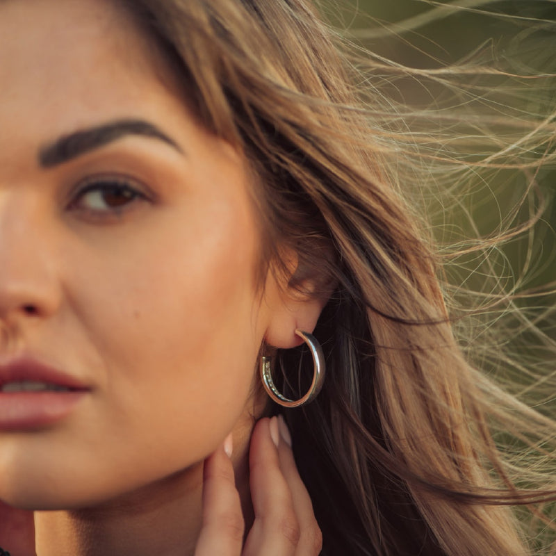 Hoop Earrings with Clear Stones