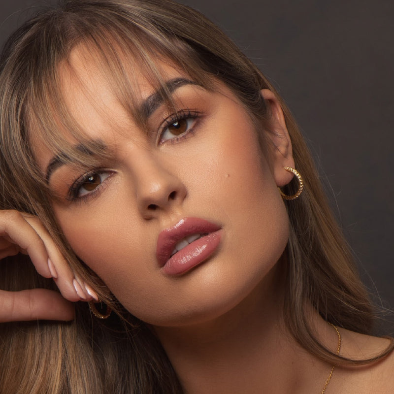 Hoop Earrings with Golden Honey Stones