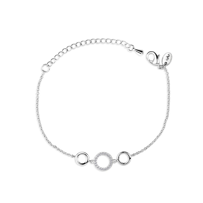 Triple Circular Bracelet with Clear Stones