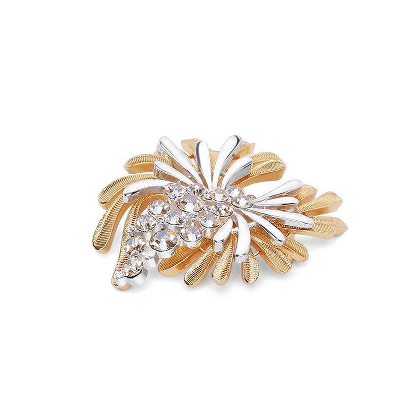 Two Tone Brooch with Crystal Honey Stones