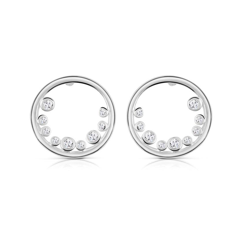 Petite Circular Earrings with Clear Stones